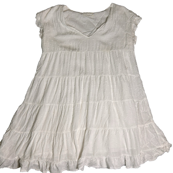 Urban Outfitters Swiss Dots Mini Dress Womens Medium Cottagecore Peasant Soft - Picture 2 of 8